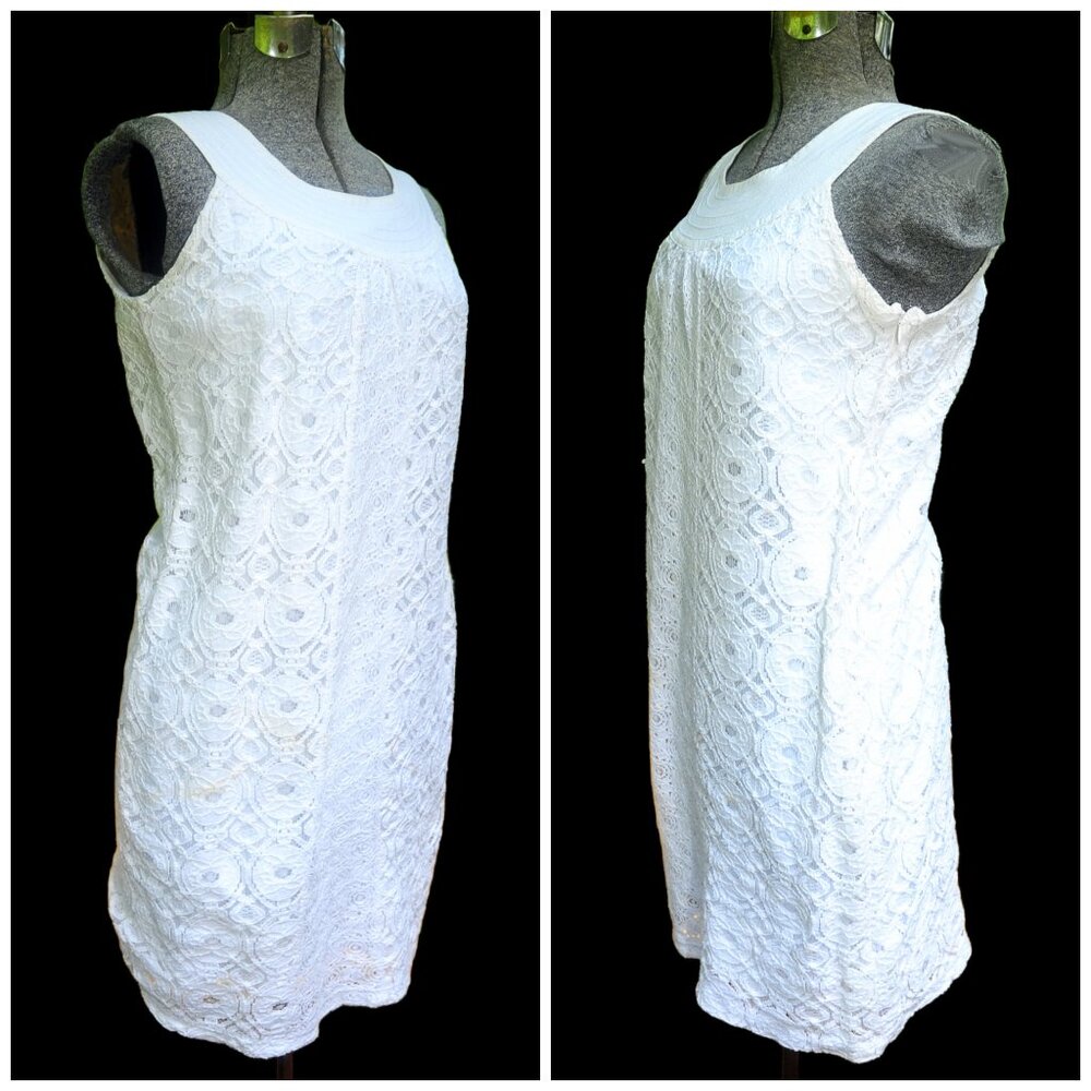 Jr Girls/Womens White Lace Summer Sleeveless Shift Dress, Liz Claiborne Size SM